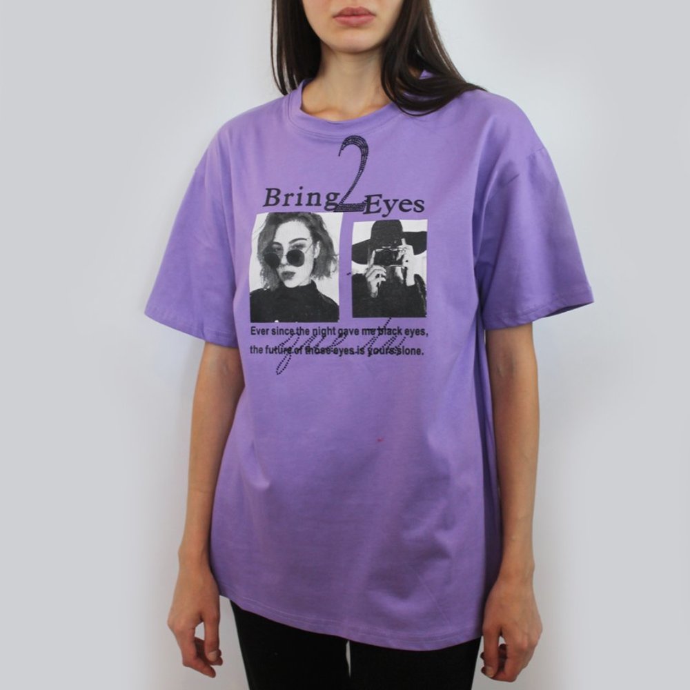 Bring 2 Eyes Photo Print Top T-244
